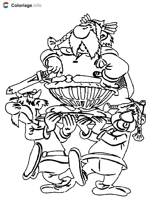 Coloriage Abraracourcix porté - Astérix à imprimer