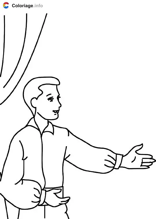 Ausmalbild Schauspieler auf der Theaterbühne zum Ausdrucken