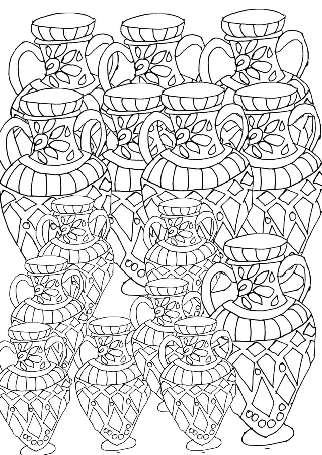Coloriage Adult Pots Artisanals - Adulte à imprimer