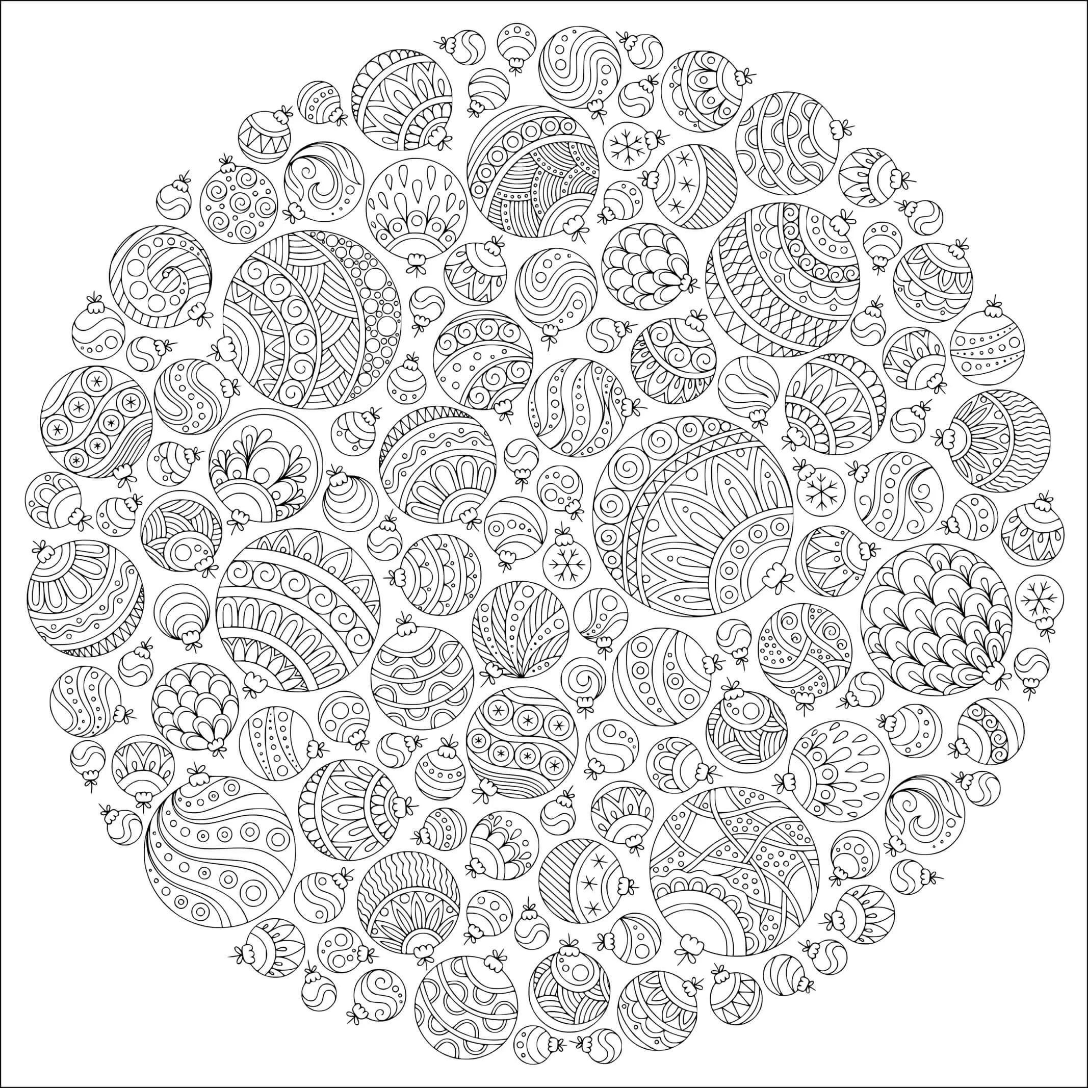 Coloriage Adulte Mandala Boules De Noël - Boule de Noël à imprimer