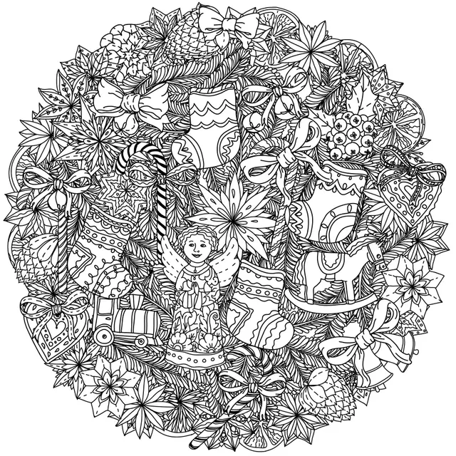 Coloriage Adulte Mandala Noël Complexe - Noël adulte à imprimer