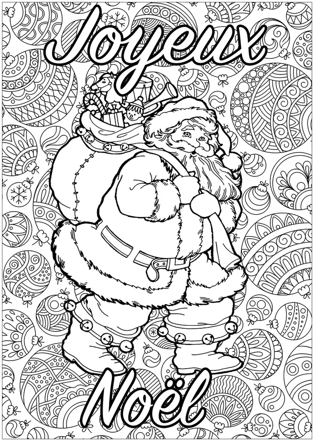 Coloriage Adulte Père Noël Joyeux Noël - Noël adulte à imprimer