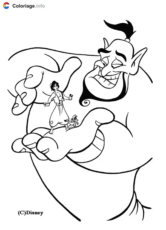 Aladdin and Jasmine's Magic Carpet Ride coloring page to print