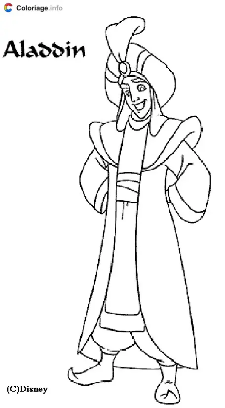 Aladdin and Jasmine's Magic Carpet Adventure coloring page to print