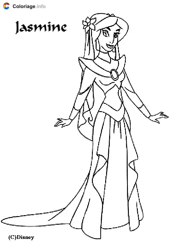 Aladdin and Jasmine in the Palace coloring page to print