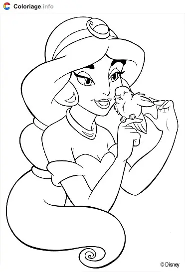 Aladdin and Jasmine on the Magic Carpet coloring page to print