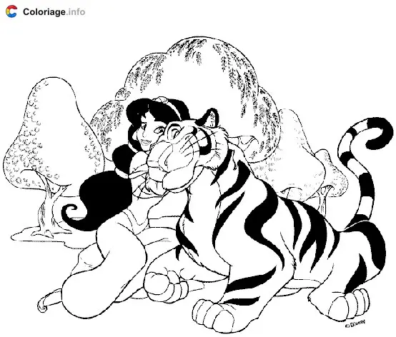 Aladdin and Jasmine's Magic Carpet Ride coloring page to print