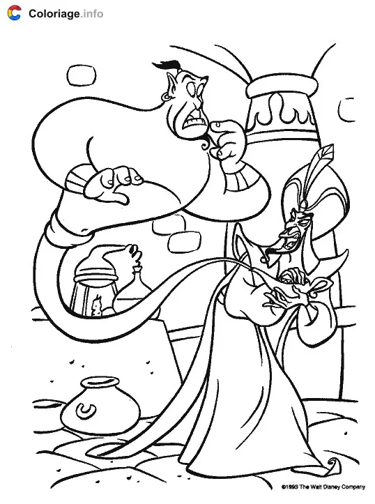 Aladdin and Jasmine's Magic Carpet Adventure coloring page to print