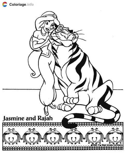 Aladdin and Jasmine's Magic Carpet Adventure coloring page to print