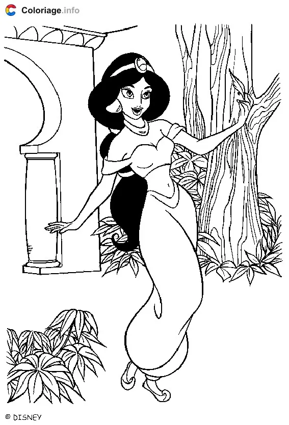 Aladdin and Jasmine's Magic Carpet Ride coloring page to print