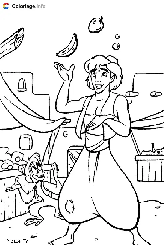 Aladdin and Jasmine's Magic Carpet Ride coloring page to print