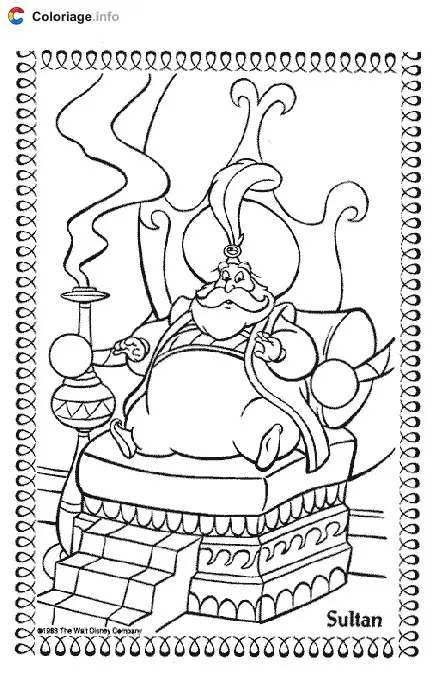 Aladdin and Jasmine's Magic Carpet Ride coloring page to print
