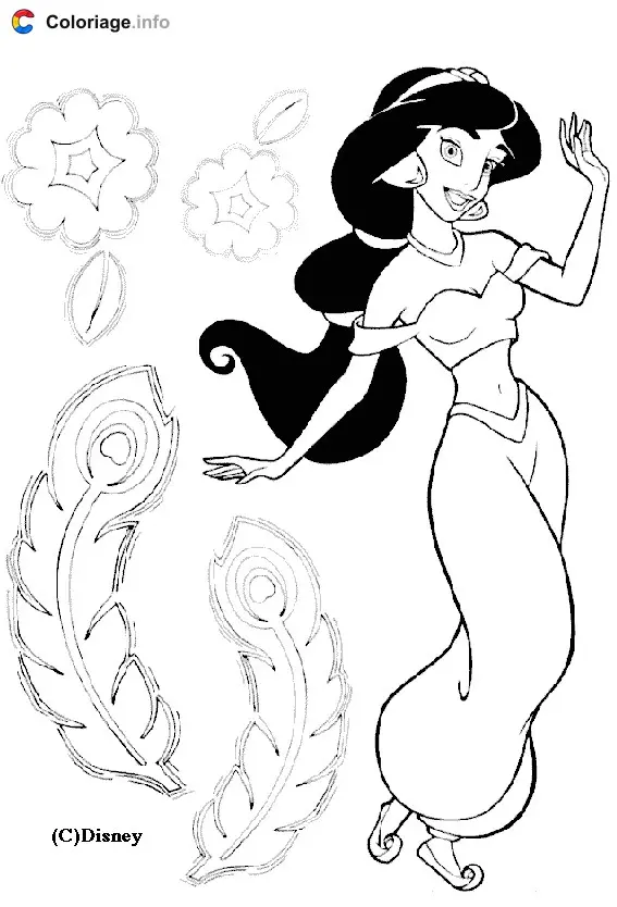 Aladdin and Jasmine's Magic Carpet Ride coloring page to print