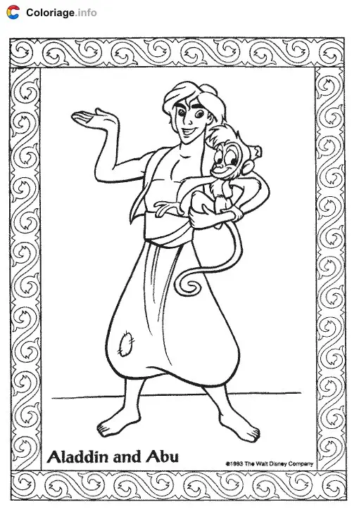 Aladdin and Jasmine on the Magic Carpet coloring page to print