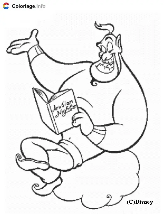 Aladdin and Jasmine's Magic Carpet Ride coloring page to print
