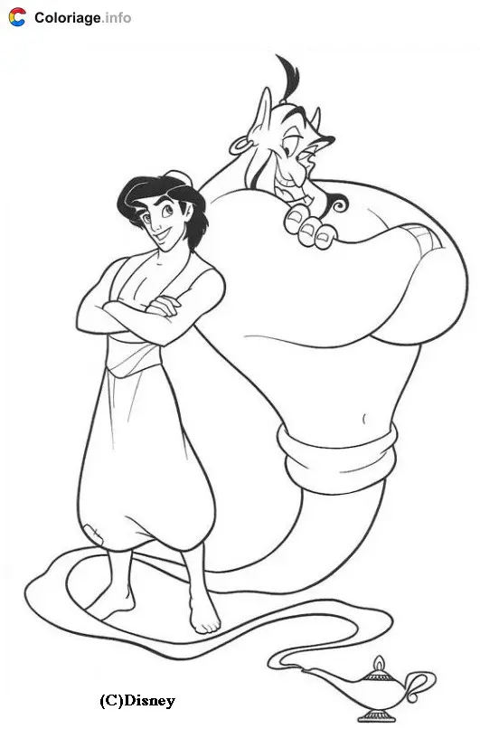 Aladdin and Jasmine's Magic Carpet Ride coloring page to print