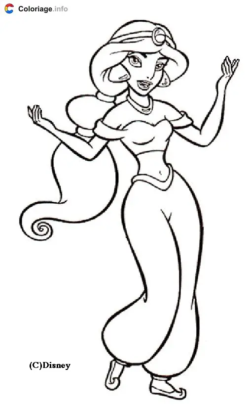 Aladdin and Jasmine's Magic Carpet Adventure coloring page to print