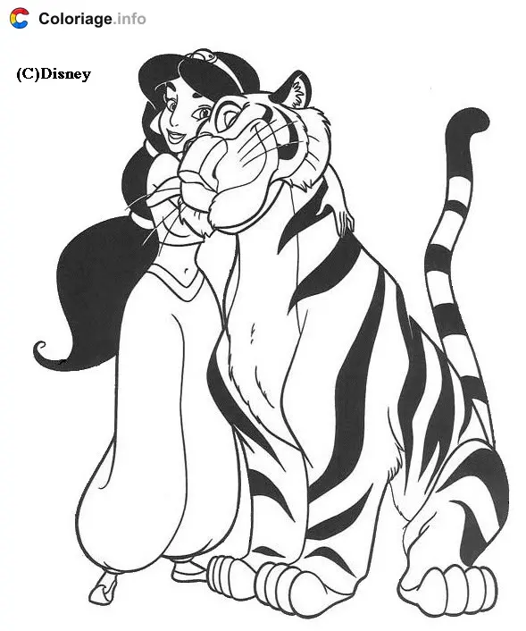 Aladdin and Jasmine's Magic Carpet Ride coloring page to print