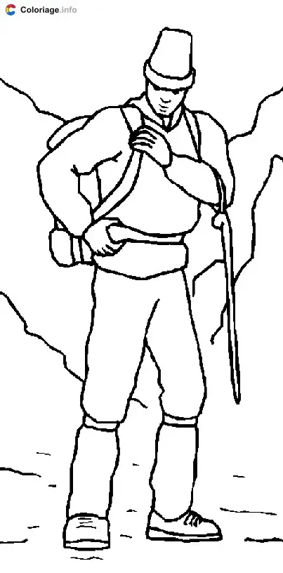 Coloriage Alpiniste traditionnel - Alpinisme à imprimer