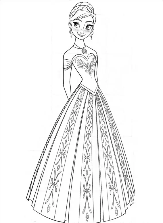 Coloriage Anna La Belle Princesse - La Reine des neiges à imprimer