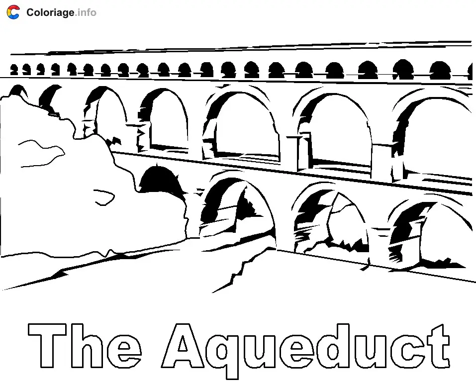 Coloriage Aqueduc Rome image - Rome à imprimer