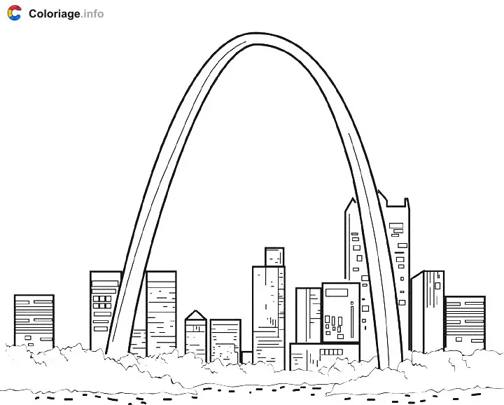 Coloriage Arc Saint-Louis - Monuments à imprimer