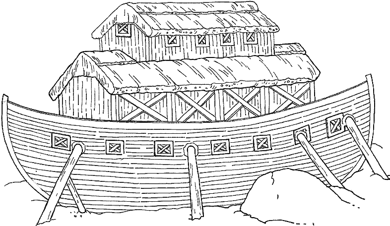 Coloriage Arche De Noe Qui Attend L'Eau - Bateau à imprimer
