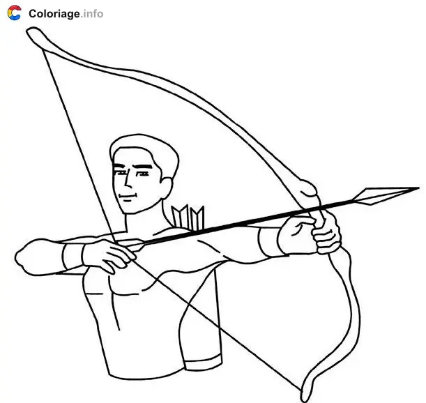 Coloriage Archer avec son arc tendu - Médiéval à imprimer