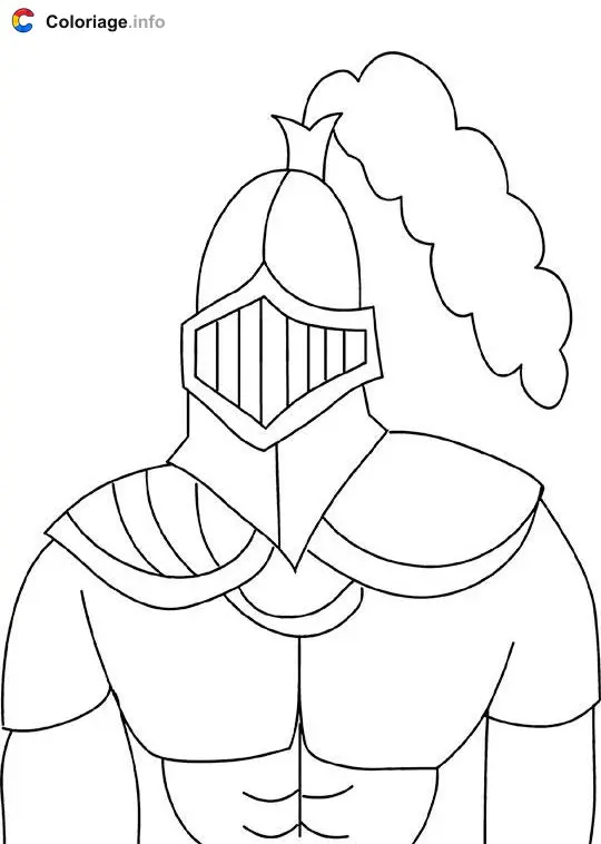 Coloriage Armure et casque du chevalier - Médiéval à imprimer