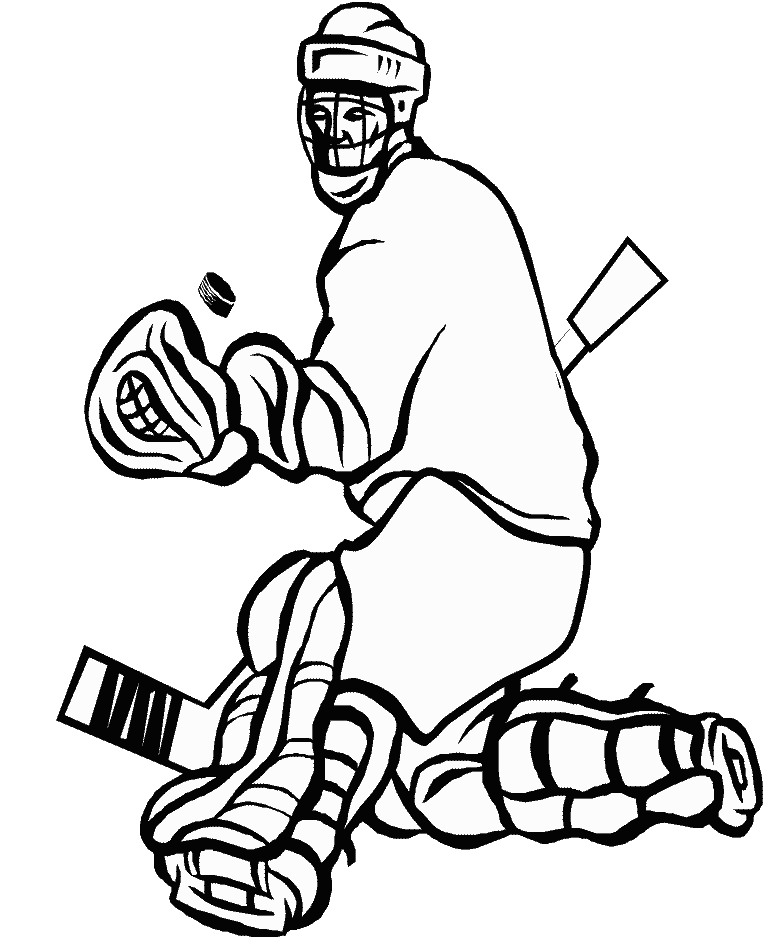 Coloriage Arret Du Gardien De Hockey - Hockey à imprimer