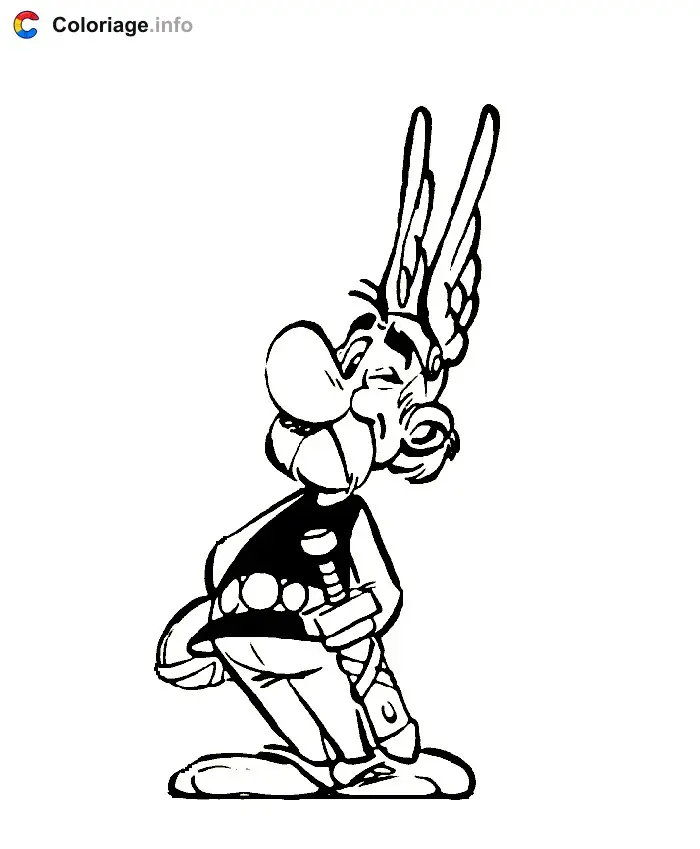 Coloriage Astérix les mains dans le dos fait un clin d'œil - Astérix à imprimer