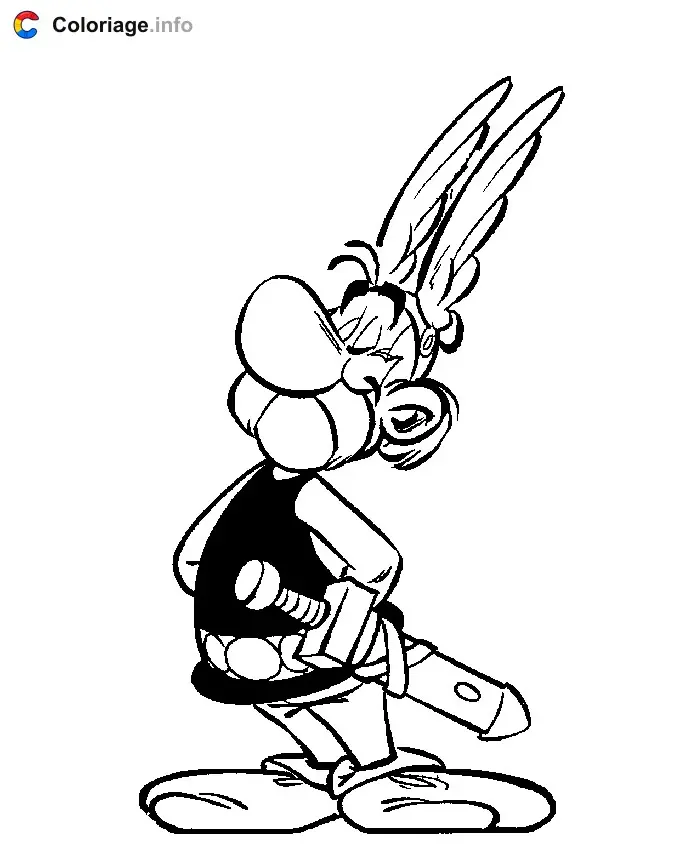 Coloriage Astérix les mains dans le dos - Astérix à imprimer
