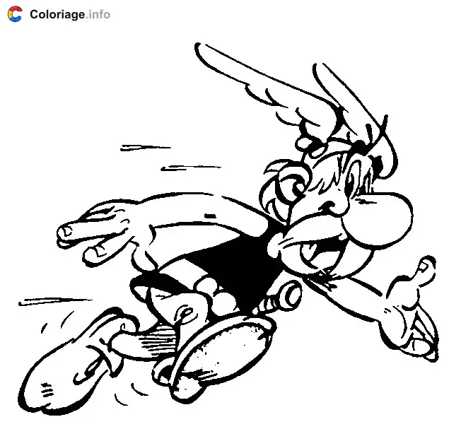Coloriage Astérix qui court - Astérix à imprimer