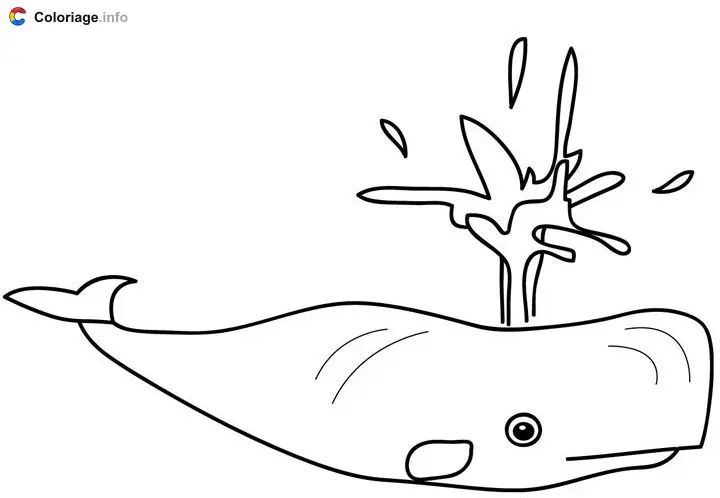 Coloriage Baleine crache de l'eau - Baleines à imprimer