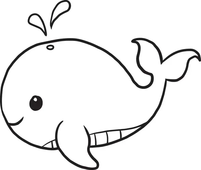 Coloriage Baleine Kawaii Simple - Baleine à imprimer