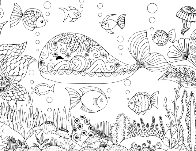 Coloriage Baleine Mandala Adulte Zentangle - Baleine à imprimer