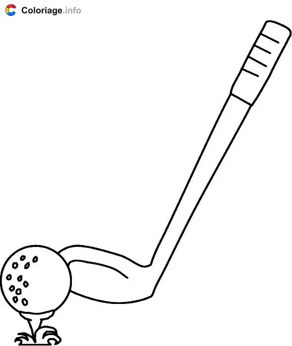 Coloriage Balle et club de golf - Golf à imprimer