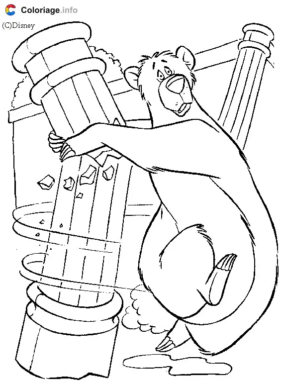 Coloriage Baloo casse tout - Le Livre de la jungle à imprimer