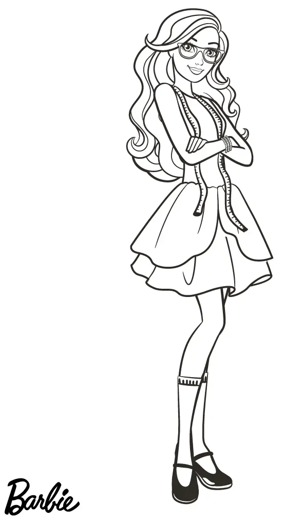 Coloriage Barbie Fashion Avec Des Lunettes - Barbie à imprimer