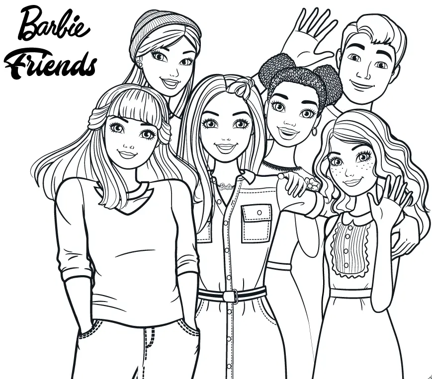 Coloriage Barbie Friends Les Amis - Barbie à imprimer