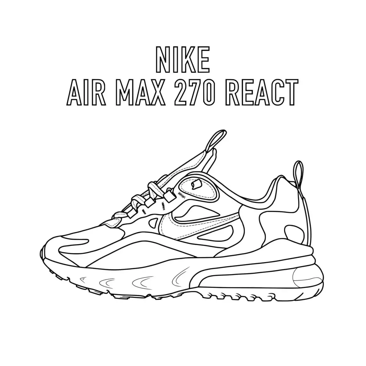 Disegno di Scarpa da basket Nike Air Max 270 React da stampare