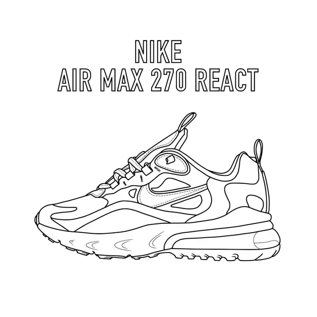 Coloriage Basket Nike Air Max 270 React - Basket à imprimer