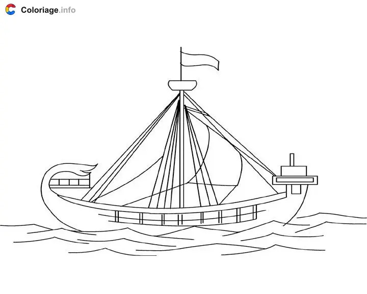Coloriage Bateau moyen âge - Médiéval à imprimer