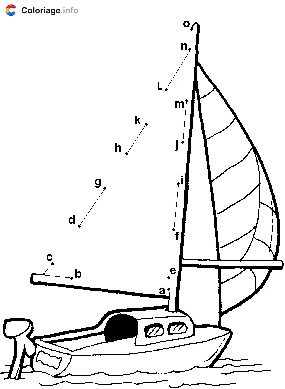 Coloriage Bateau sur la mer - Points a relier à imprimer