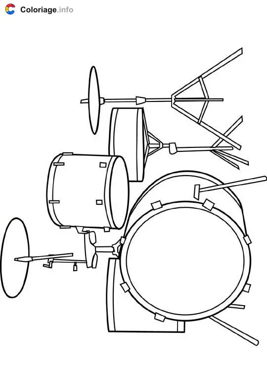 Coloriage Batterie - Instruments de musique à imprimer