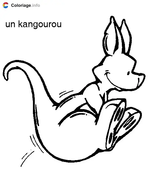 Coloriage Bébé kangourou qui saute - Kangourou à imprimer