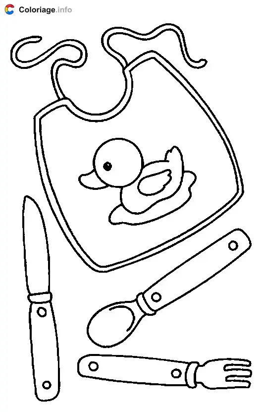 Coloriage Bébé passé à table - Cuisine à imprimer