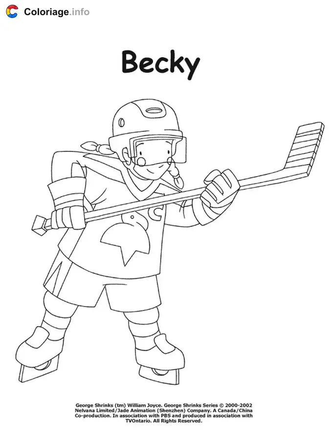 Coloriage Becky joue au hockey - George rétrécit à imprimer