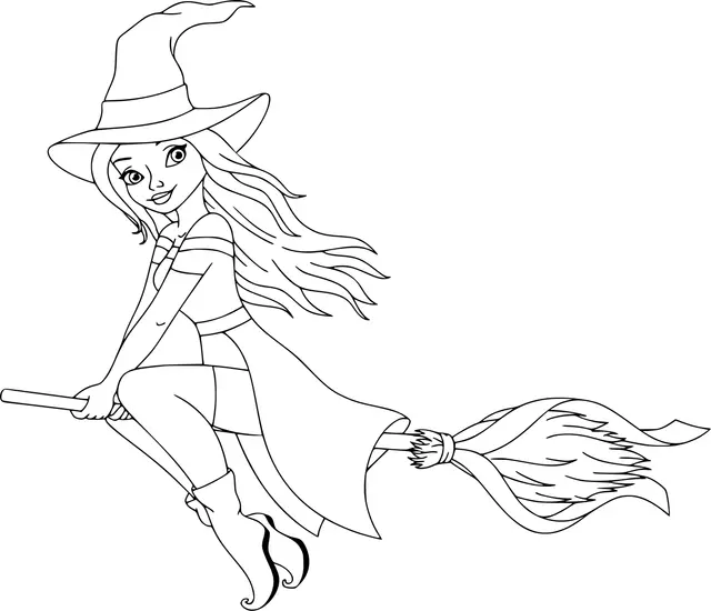 Coloriage Belle Sorcière Barbie - Halloween à imprimer