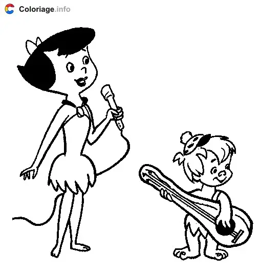 Coloriage Bertha et Boum Boum Laroche - Les Pierrafeu à imprimer